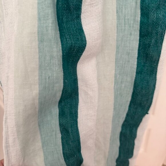 J.Crew Paper-Bag Linen Pants Turquoise/White Stripe - 4 - Picture 9 of 10